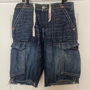 MENS TRUE RELIGION Jean Cargo Shorts